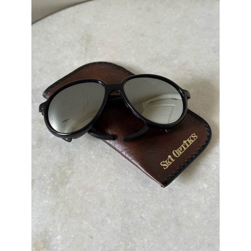 Ski Optiks Vintage Black Round Aviator Mirror Sunglasses Mountaineering Alpine